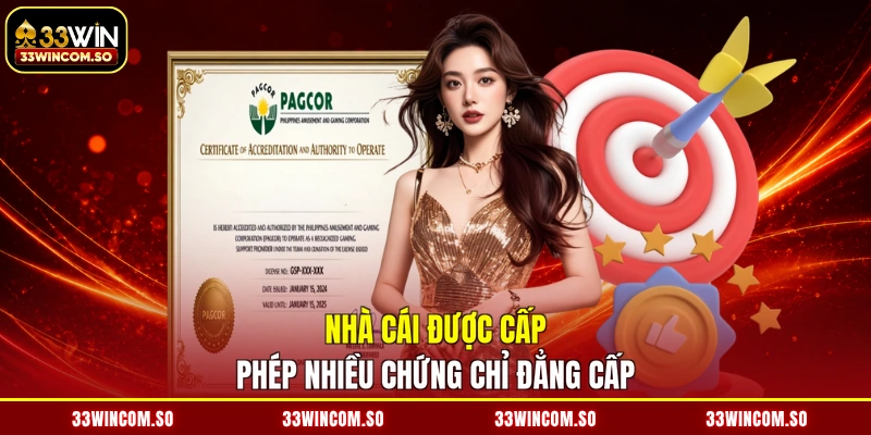 Nhà cái được cấp phép nhiều chứng chỉ đẳng cấp